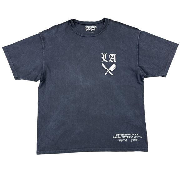 Distorted People - Ganga Tattoo Tee in Faded Black - Picture 1 of 3